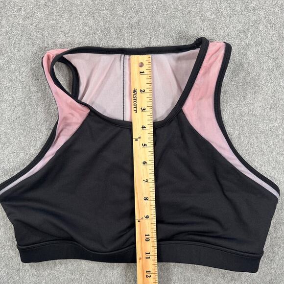 C&C California Racerback Sports Bra Women's Large Black Pink Mesh Stripe Active - Picture 4 of 7
